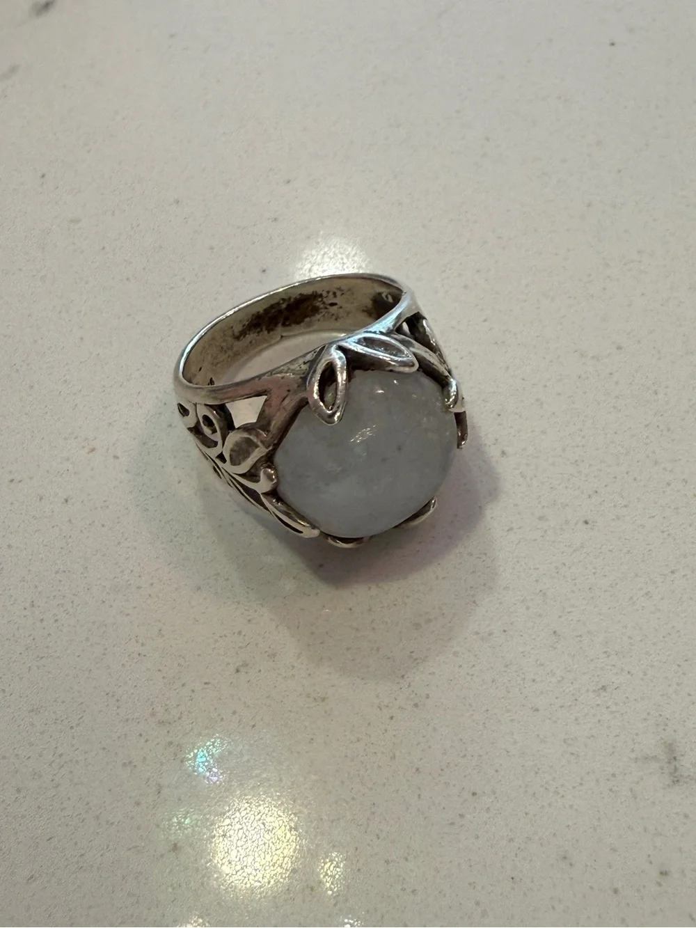 vintage sterling silver moonstone ring sz 6.5 6.75